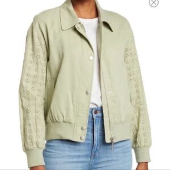 7 For All Mankind Eyelet Bomber Jacket Women’s Small White Lace Mesh - Picture 1 of 3